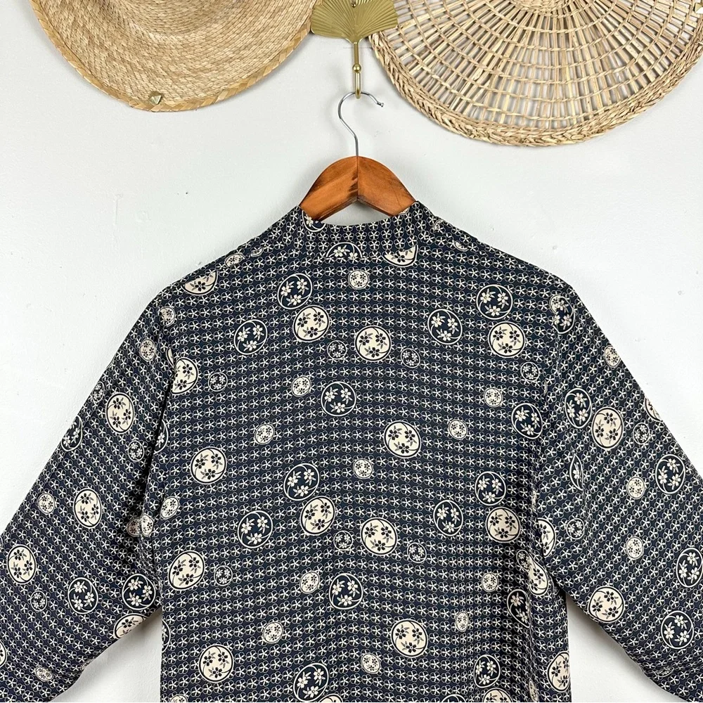 Vintage 100% Silk Black Floral Patterned Button-Up Shirt Anne Namba - Picture 5 of 11